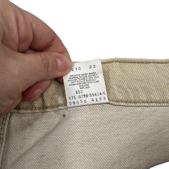 Levi’s Vintage 90s 550 Relaxed Fit Jeans FLAW USA Light Tan Mens 38x32 - Picture 7 of 7